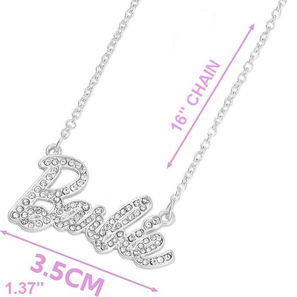 NEW Sparkling Bling Swarovski Crystal Rhinestone Barbie Logo Necklace +G… - Picture 6 of 15